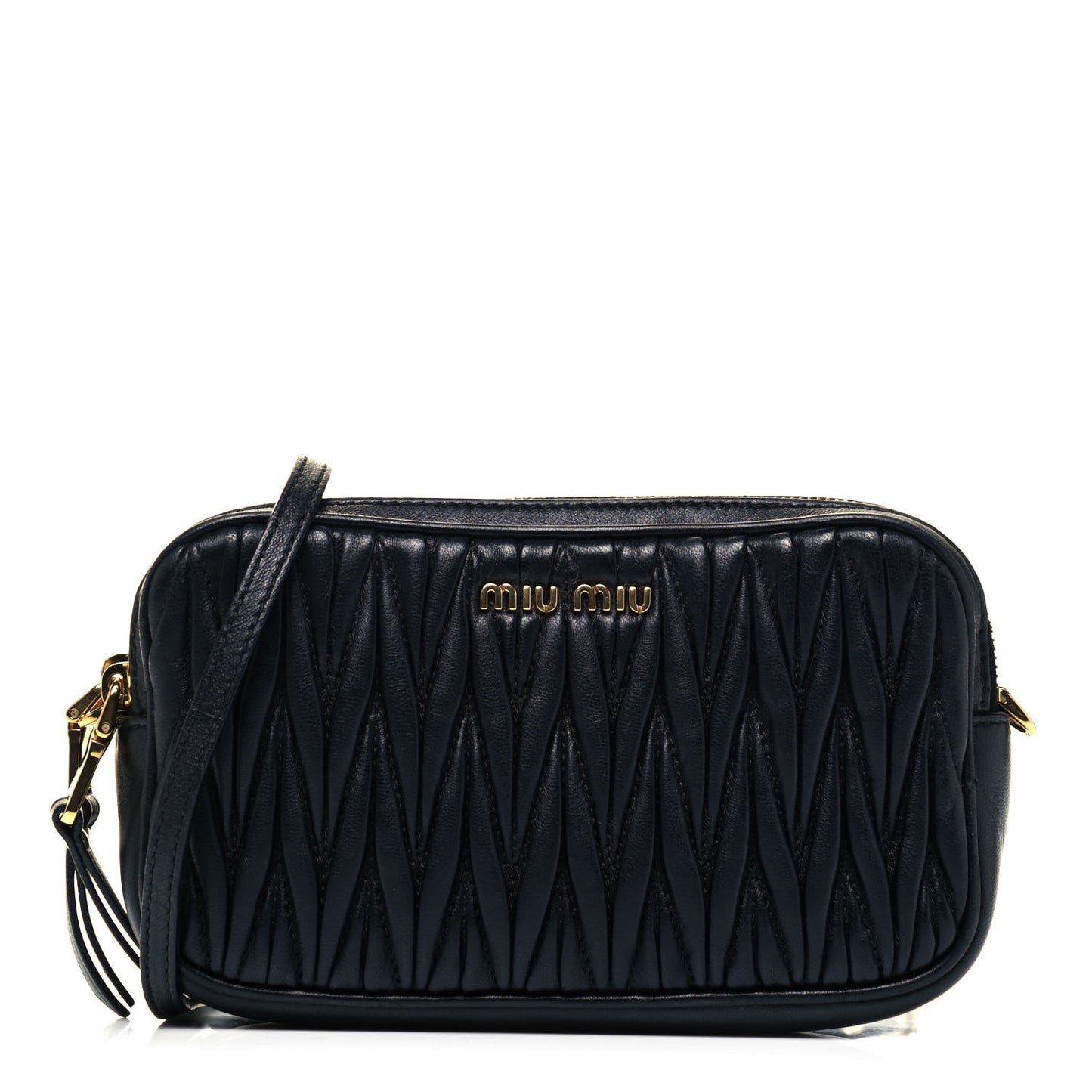 Nappa Matelasse Double Zip Pochette Clutch Black