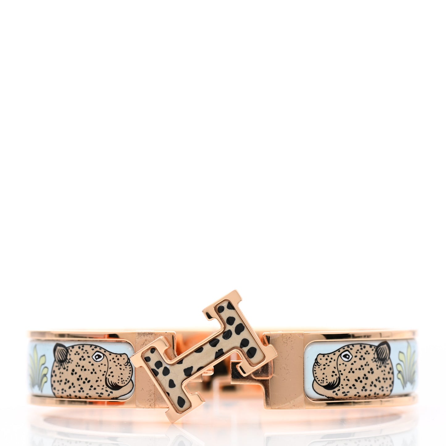 Enamel Printed Narrow Leopards Clic Clac H Bracelet Songe Pastel