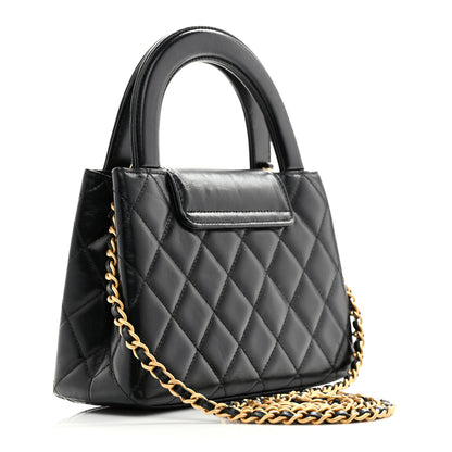 Chanel Shiny Aged Calfskin Quilted Nano Kelly Shopper Black 3 of 10