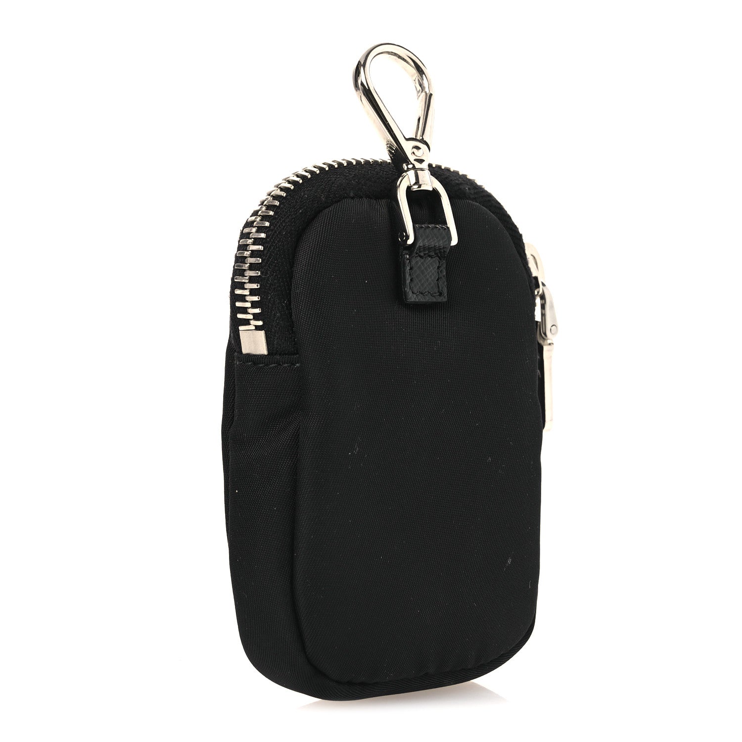 Prada Re-Nylon Pocket Triangle Padded Mini Key Chain Pouch Black 3 of 6