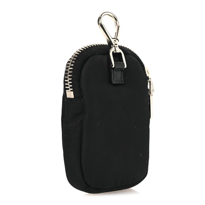 Prada Re-Nylon Pocket Triangle Padded Mini Key Chain Pouch Black 3 of 6