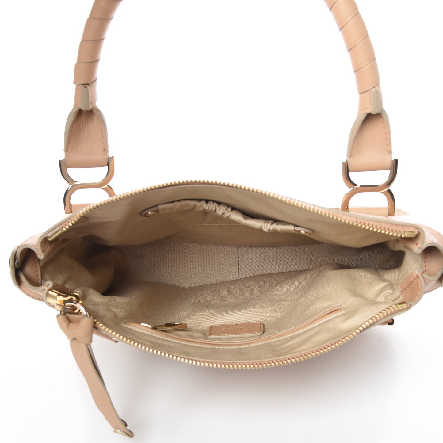 Calfskin Medium Marcie Metal Bar Trim Satchel Wet Sand