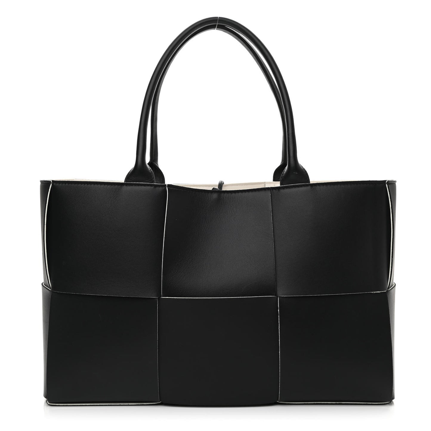 Nappa Maxi Intrecciato Medium Arco Tote Black White