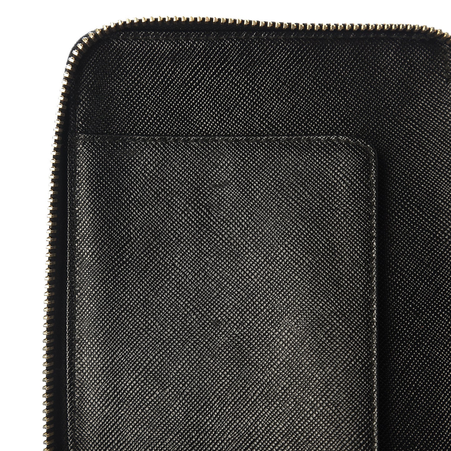 Saffiano Metal Large Zip Around Travel Wallet Black