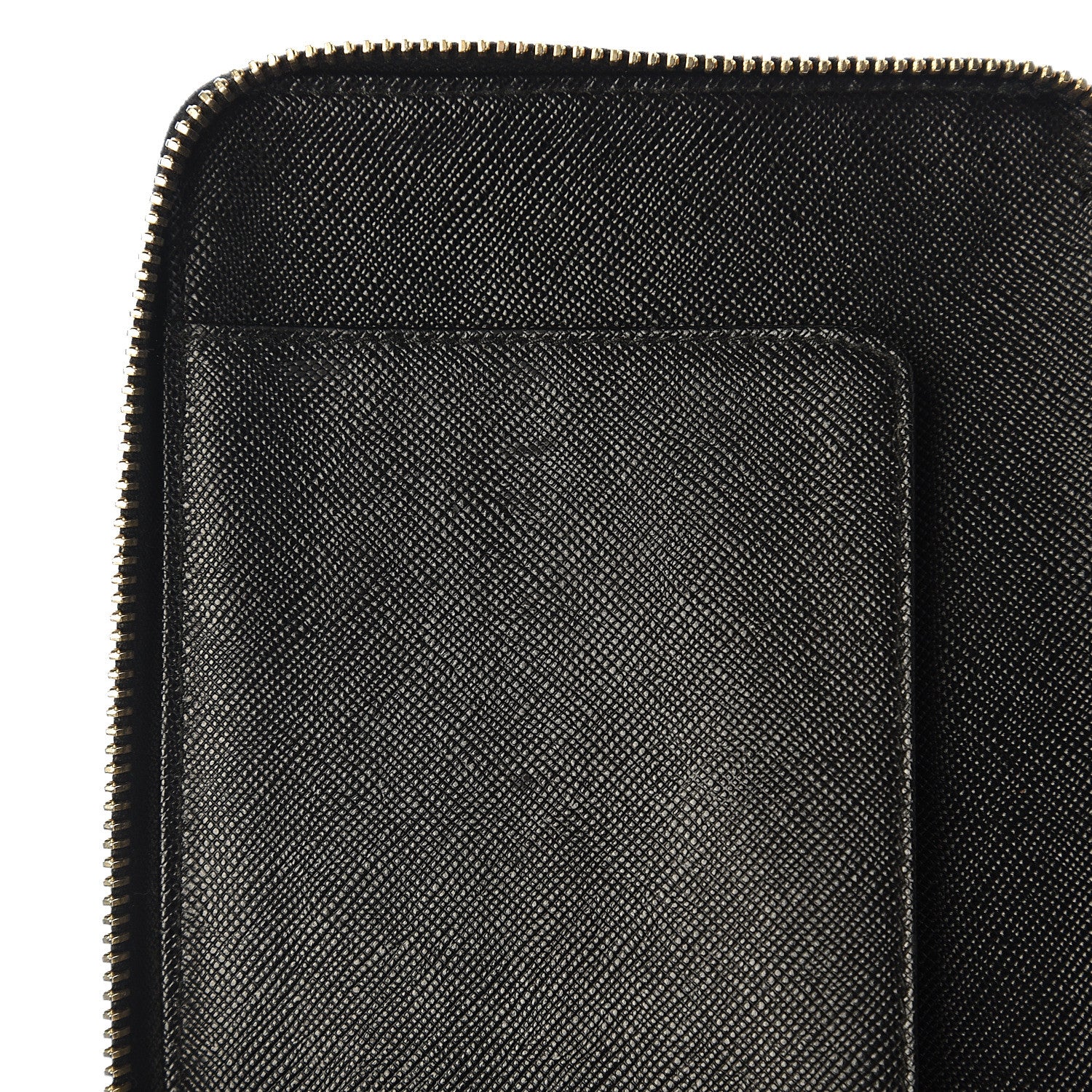 Prada Saffiano Metal Large Zip Around Travel Wallet Black 8 of 9
