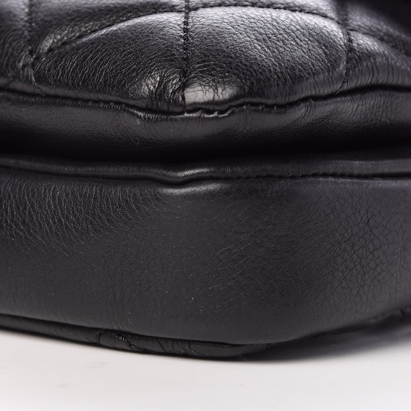 Calfskin Quilted Medium CC Crown Flap Black