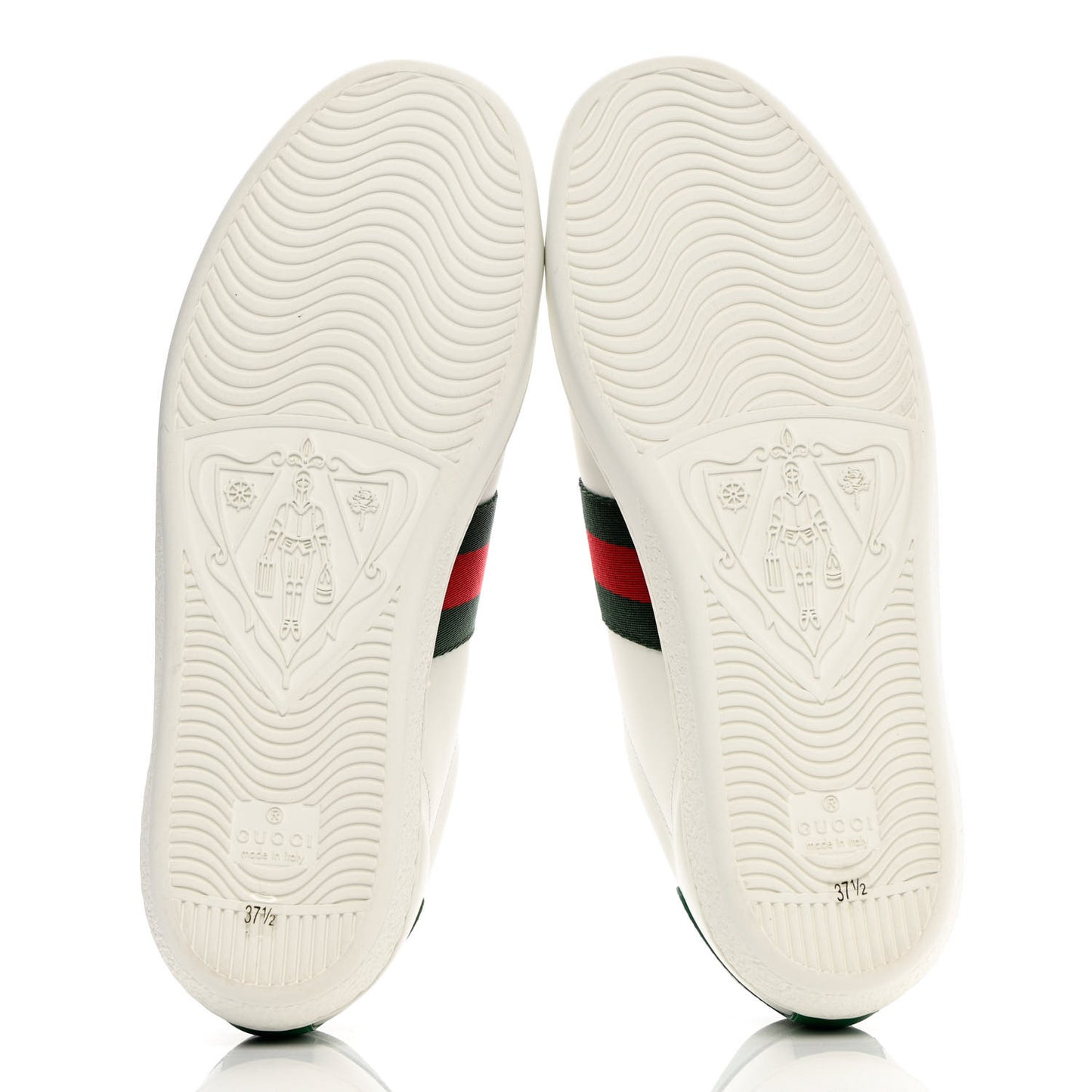 Calfskin Web Pig Kitten Embroidered Womens Ace Sneakers 37.5 White