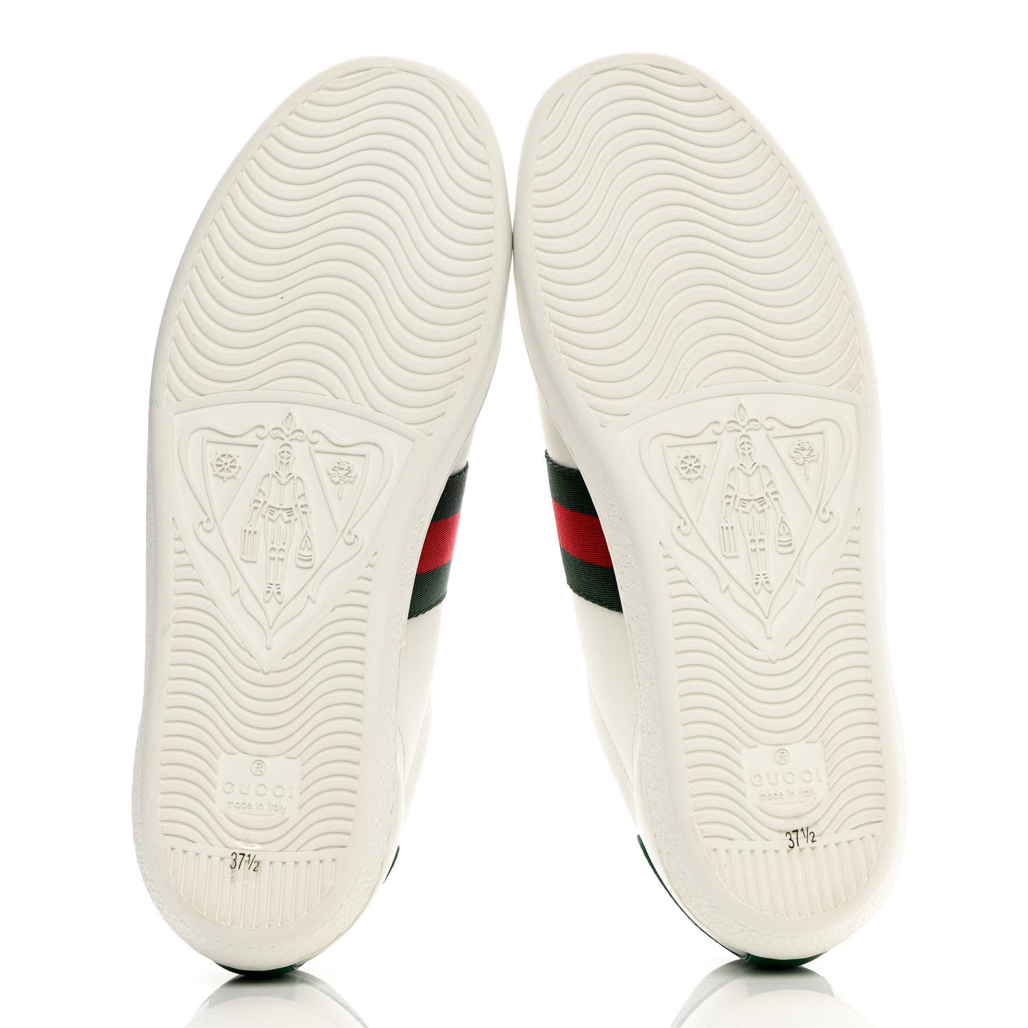 Gucci Calfskin Web Pig Kitten Embroidered Womens Ace Sneakers 37.5 White 5 of 9