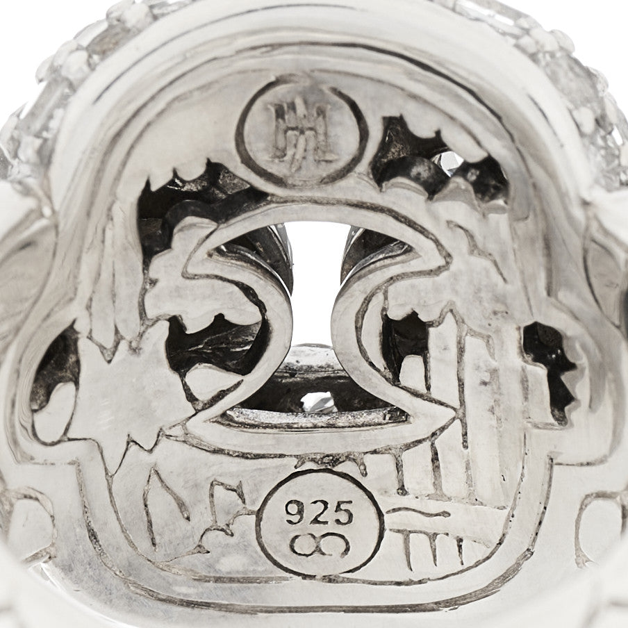 Sterling Silver White Topaz Kali Square Link Ring 49 5