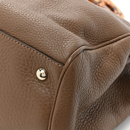 Gucci Pebbled Calfskin Medium Bamboo Shopper Tote Acero 13 of 16
