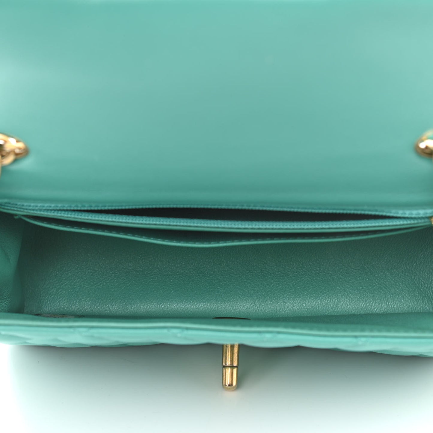 Lambskin Quilted Mini Rectangular Flap Green