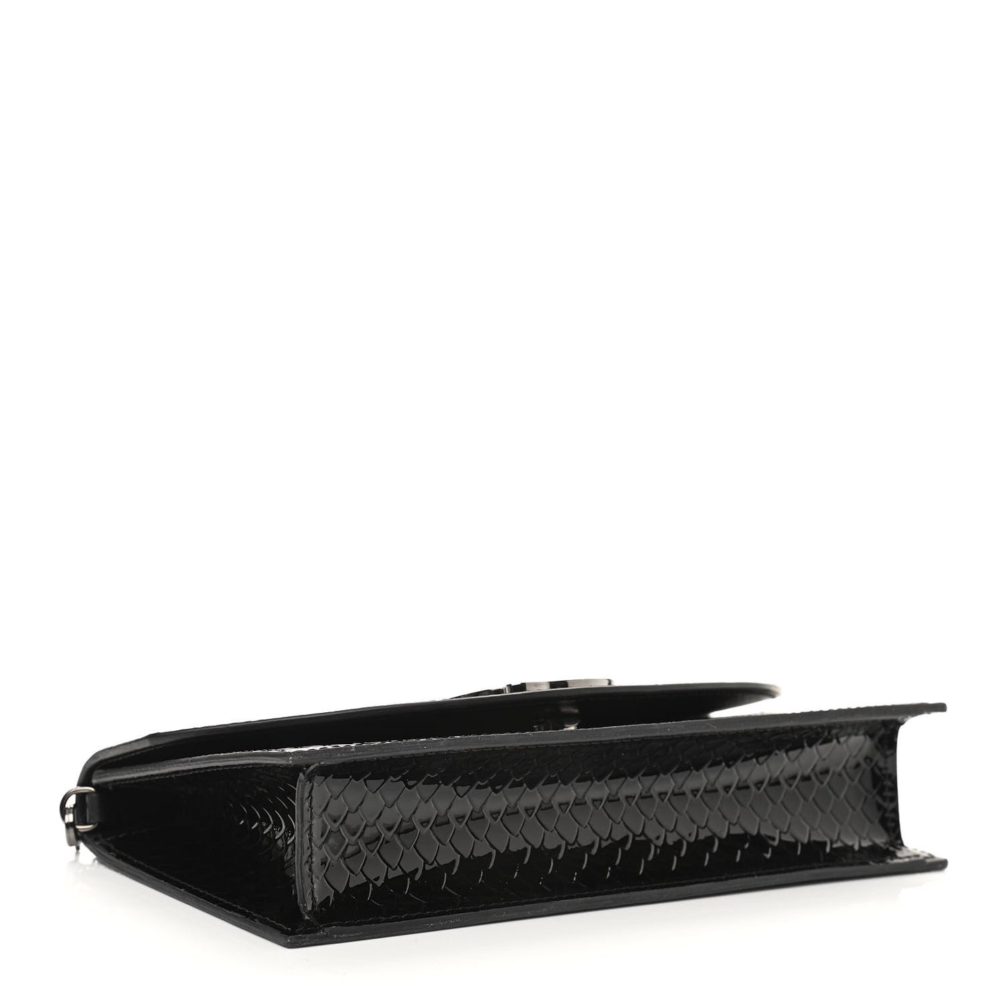 Patent Embossed Python Loubi54 Crossbody Clutch Black