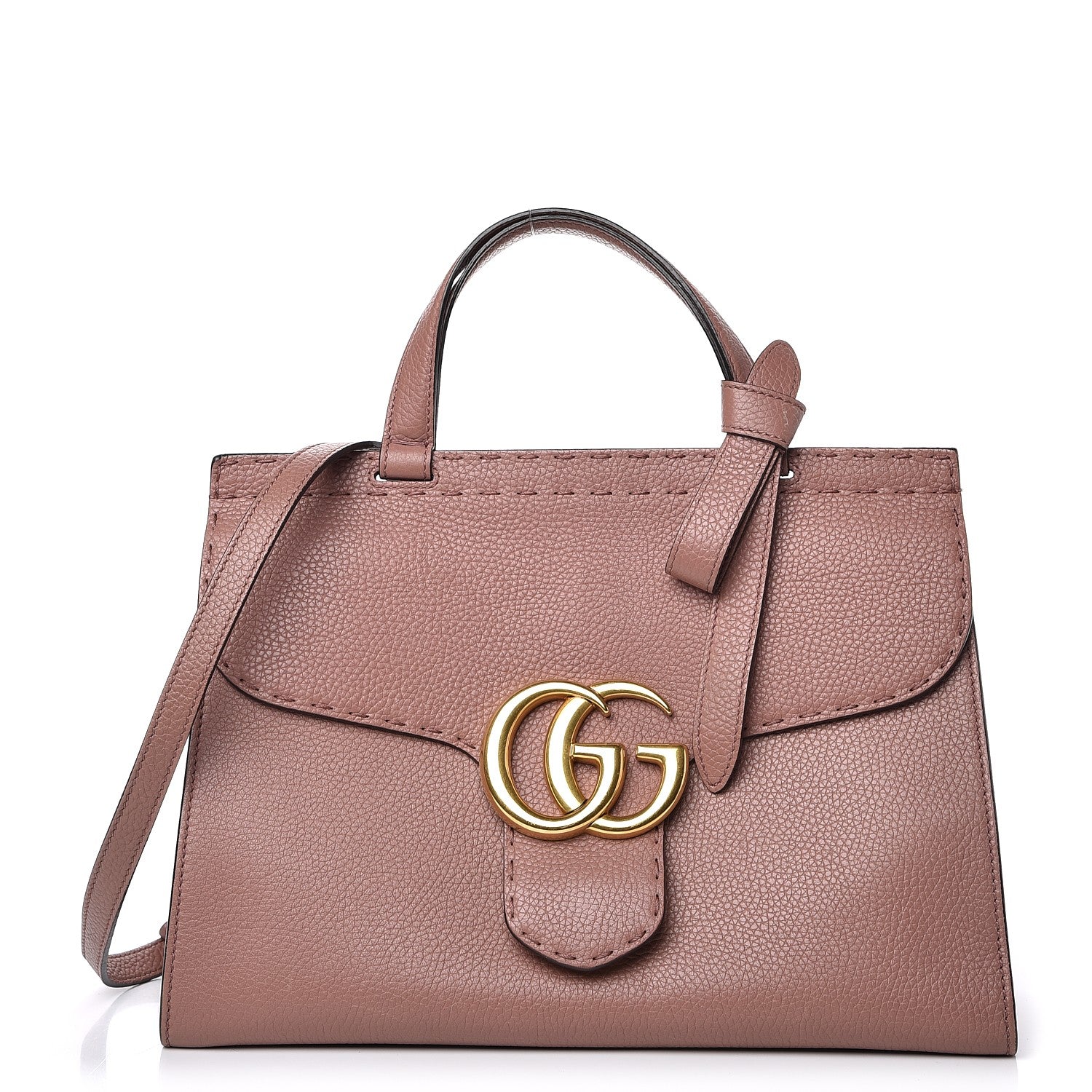 Gucci Calfskin Small GG Marmont Top Handle Bag Rosy Phard 1 of 12