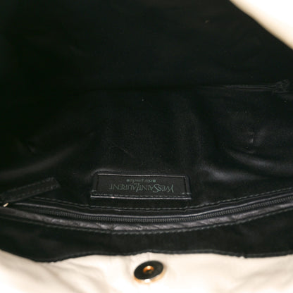 Saint Laurent Calfskin Pleated Mombasa Hobo Off White 4 of 9