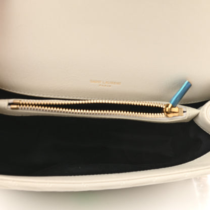 Saint Laurent Sheepskin Matelasse Chevron Monogram Medium College Bag Crema Soft 5 of 10
