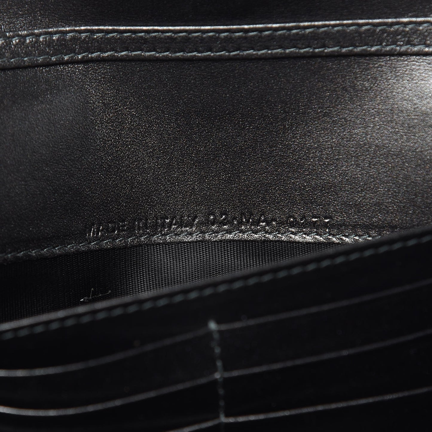 Metallic Grained Calfskin Diorama Croisiere Chain Wallet Gunmetal Grey