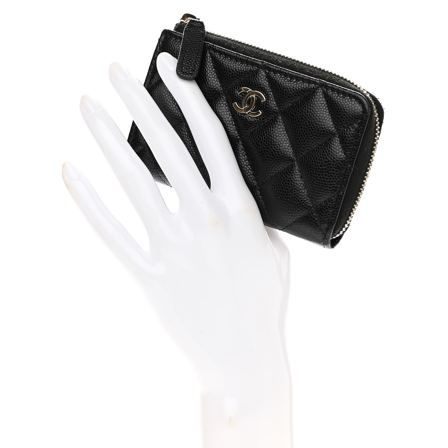 Chanel Caviar Quilted Zipped Key Holder Case Black 2 of 8