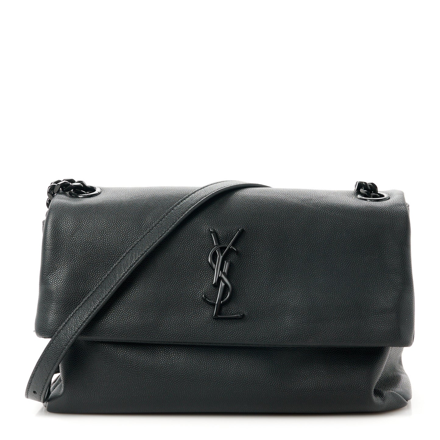 Grain De Poudre Medium West Hollywood Monogram Fold-Over Black