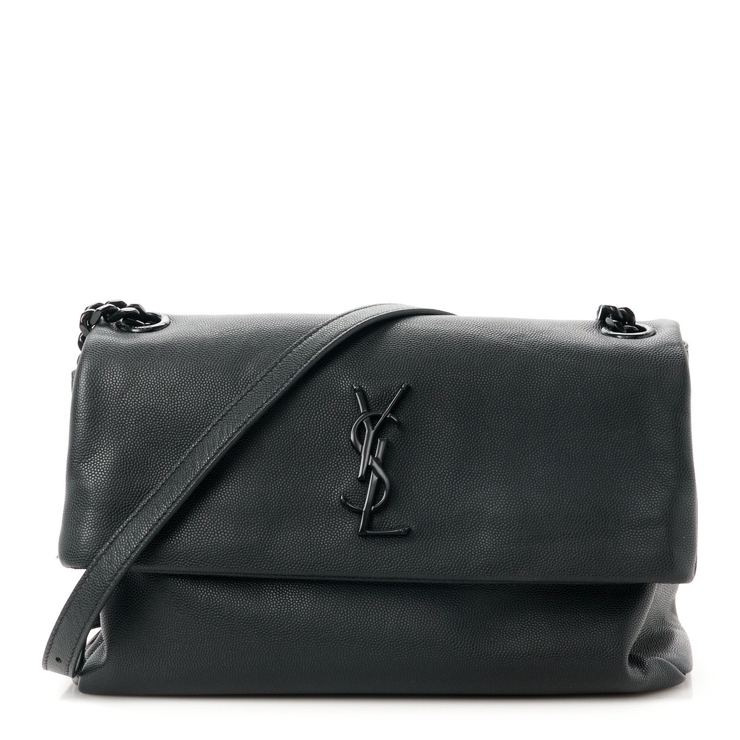 Saint Laurent Grain De Poudre Medium West Hollywood Monogram Fold-Over Black 1 of 11