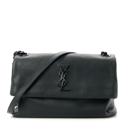 Saint Laurent Grain De Poudre Medium West Hollywood Monogram Fold-Over Black 1 of 11