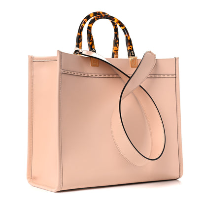 Fendi Vitello King Plexiglass Logo Embossed Medium Fendi Sunshine Shopper Tote Light Rose 3 of 15