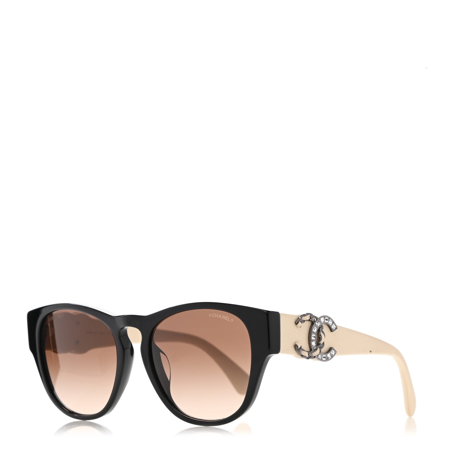 Chanel Crystal Lambskin CC Sunglasses 5455-Q-B Black Beige 1 of 9