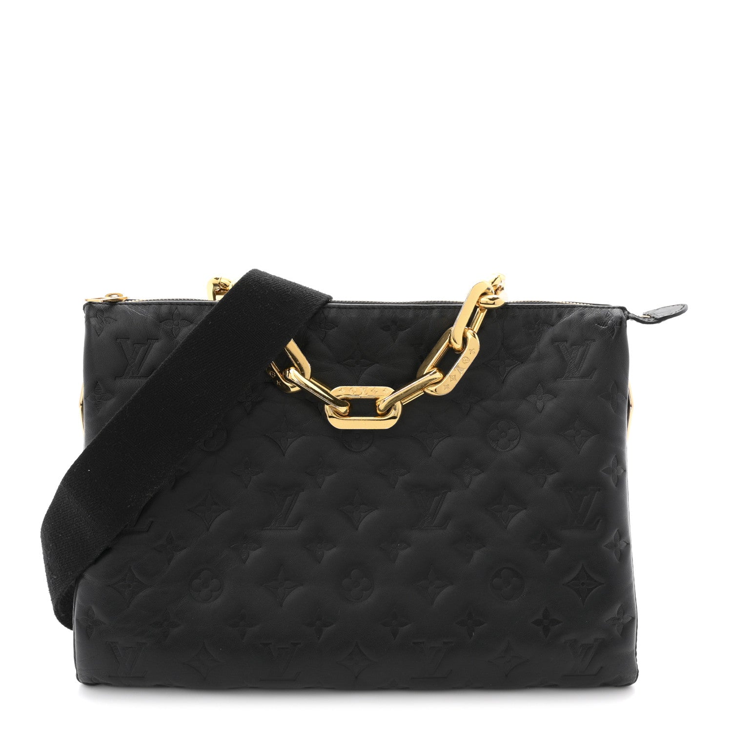 Louis Vuitton Lambskin Embossed Monogram Coussin MM Black 1 of 12