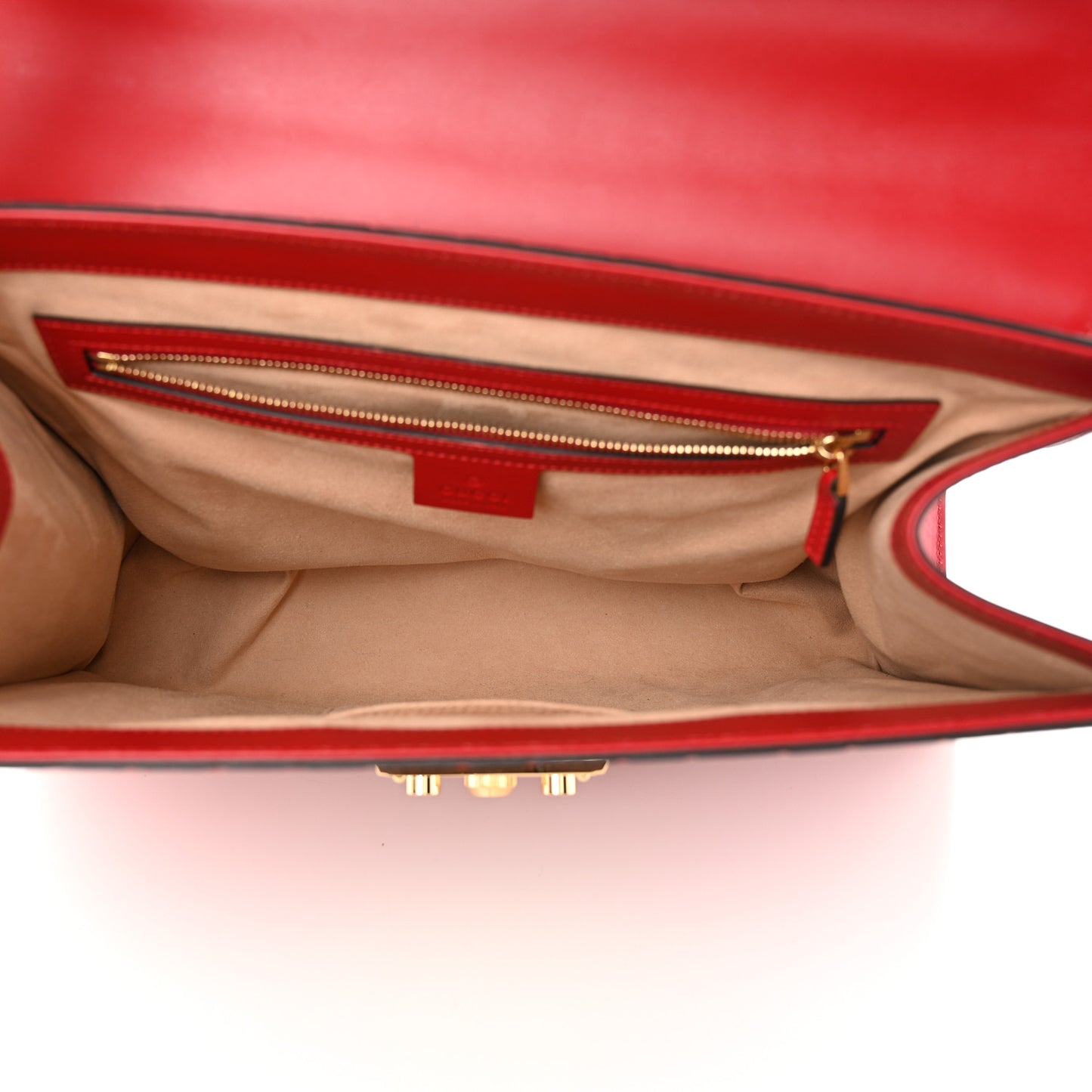 Guccissima Signature Medium Padlock Top Handle Bag Hibiscus Red