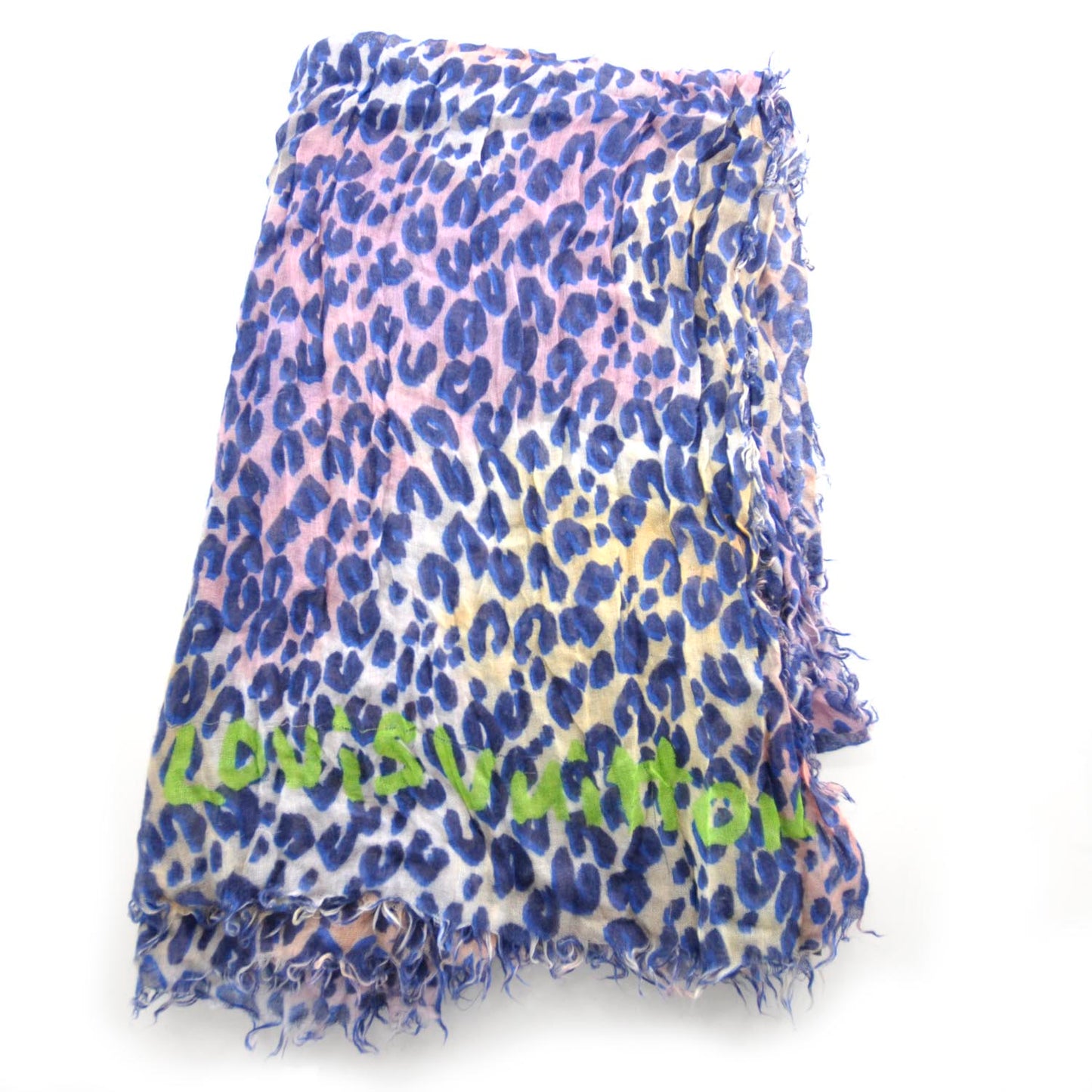 Cashmere Silk Leopard Spray Stole Blue