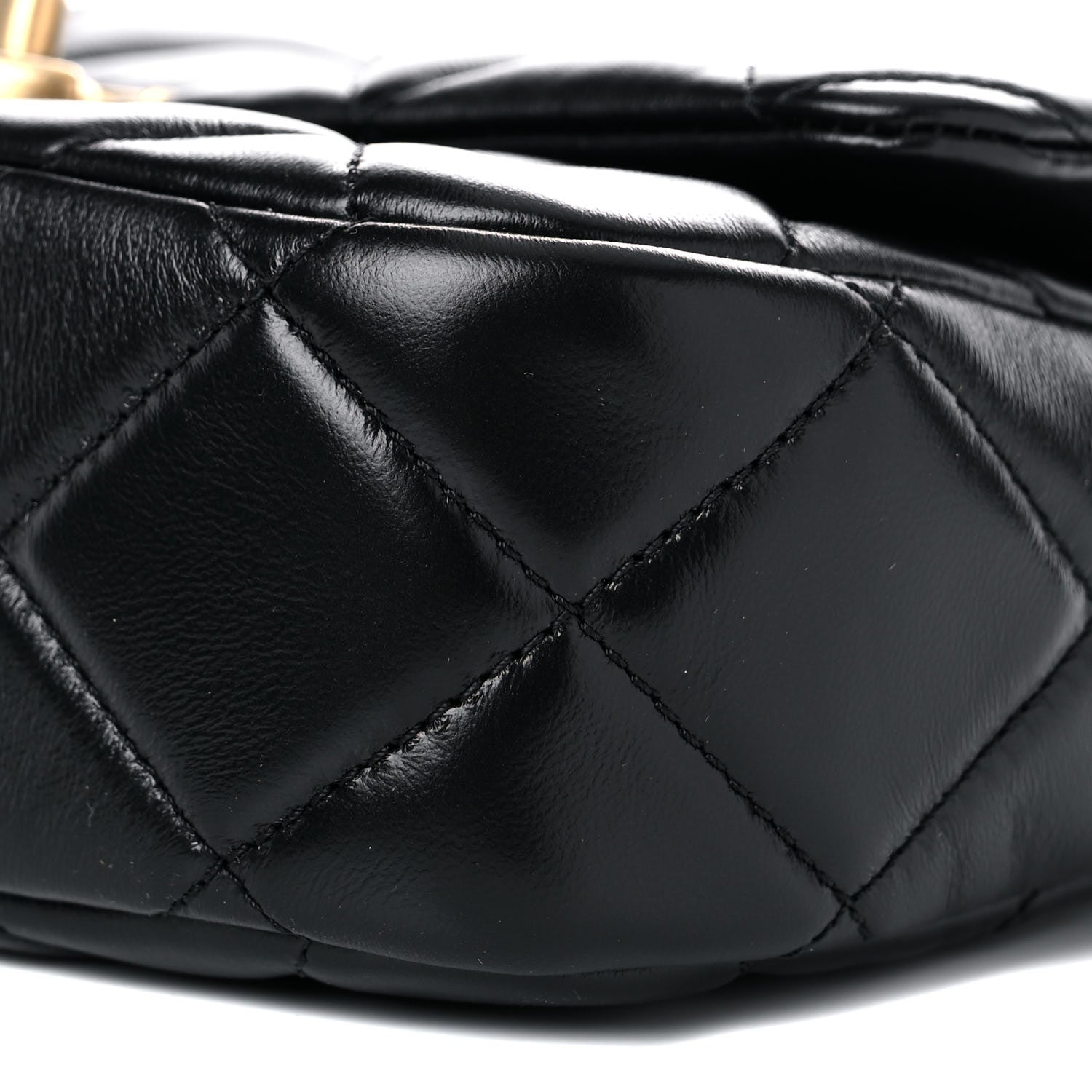 Chanel Lambskin Quilted Small Lacquered Chain Flap Black 8 of 9