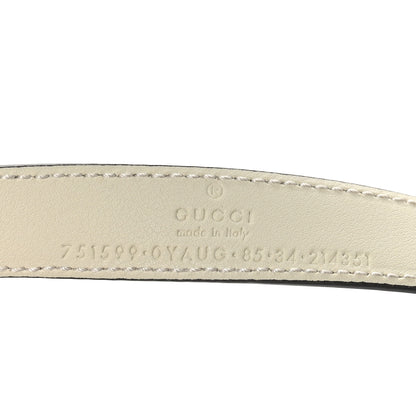 Gucci Plutone Calfskin Crystal Embellished Logo 20mm Belt 85 34 White 3 of 5