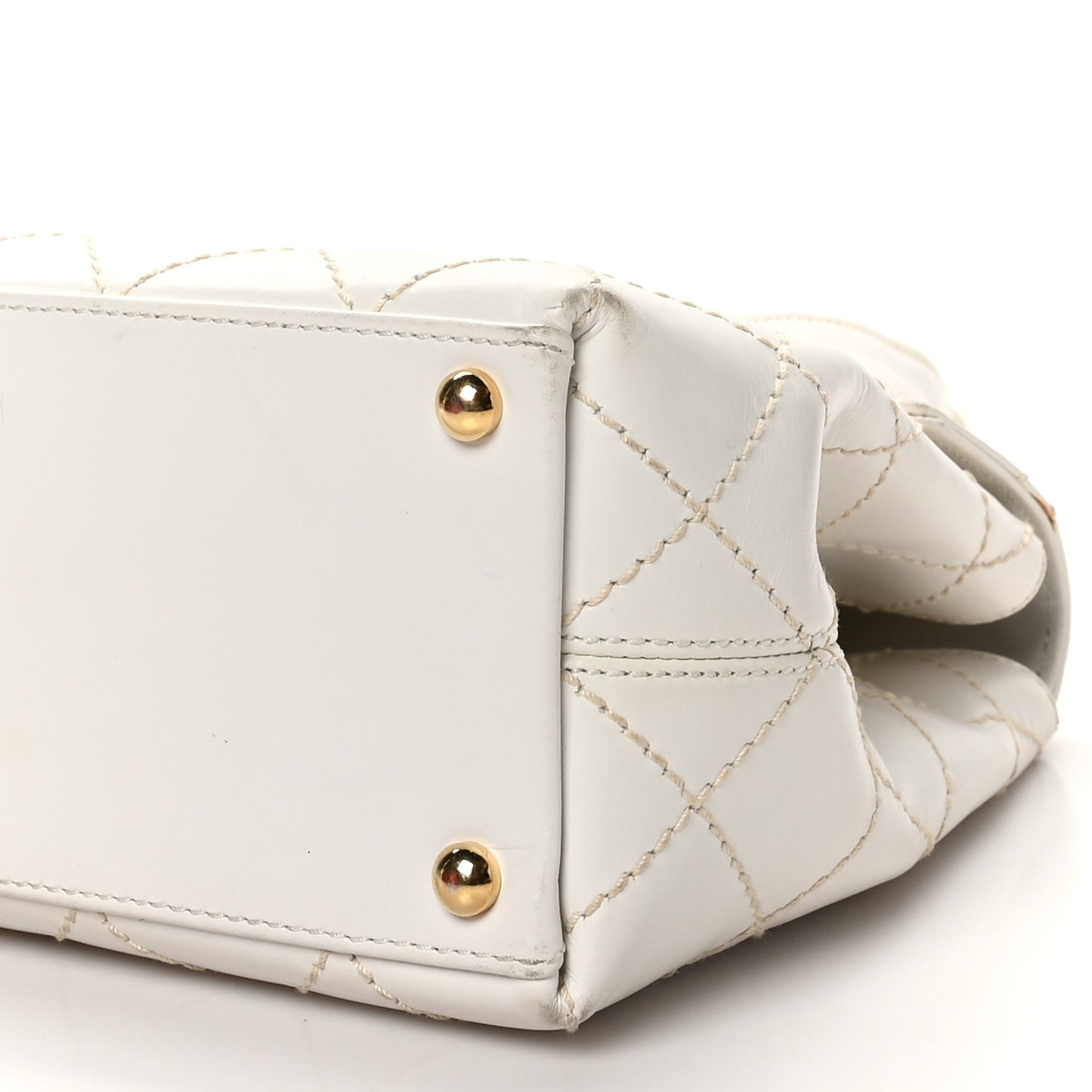 Calfskin Wild Stitch Shoulder Bag White