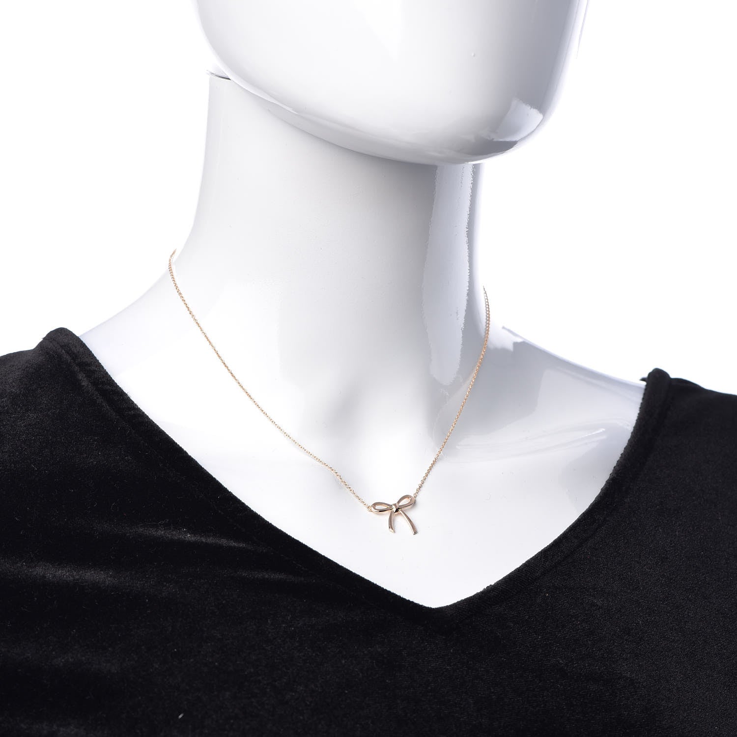 Tiffany 18K Rose Gold Mini Bow Pendant Necklace 2 of 6