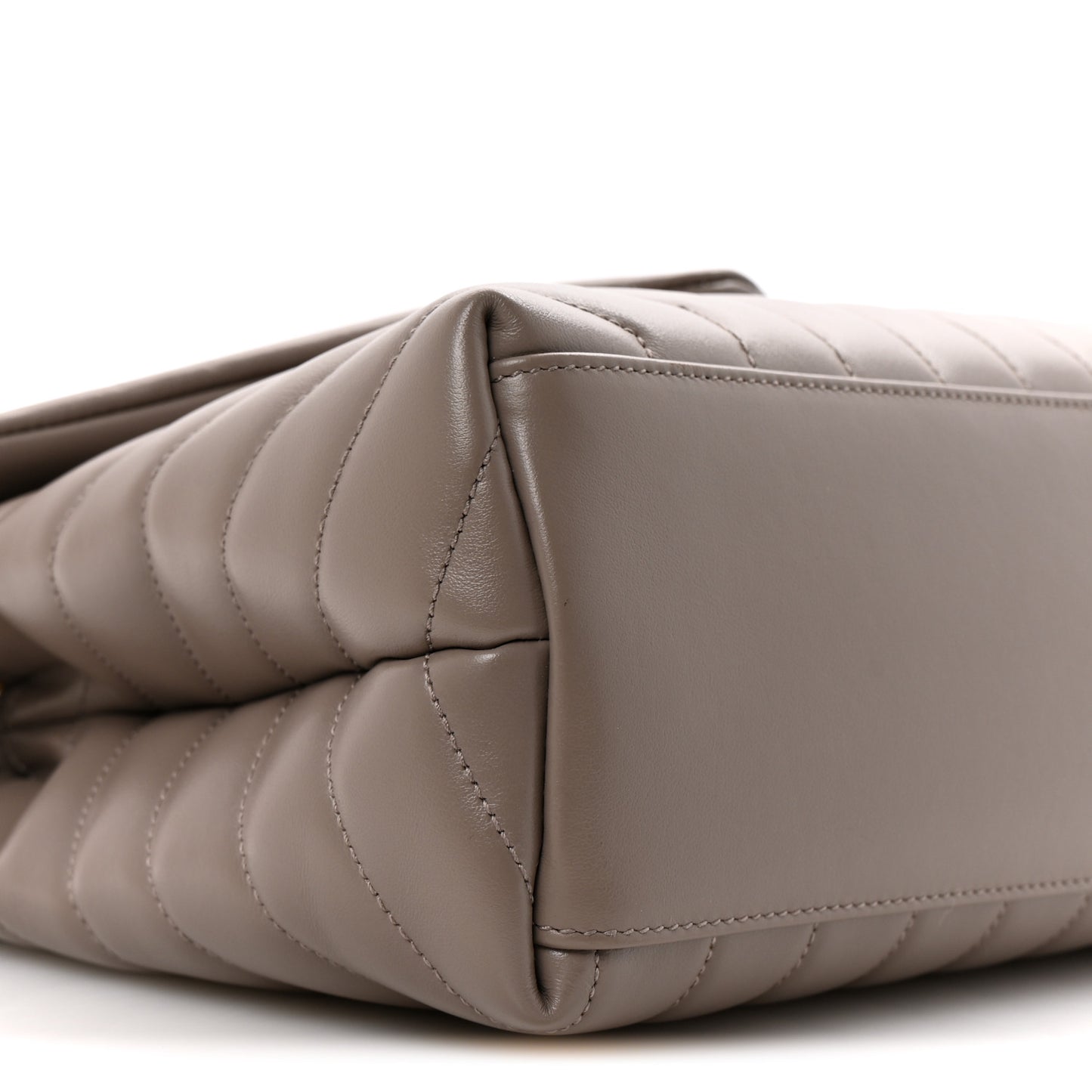 Calfskin Y Quilted Monogram Medium Loulou Chain Satchel Greyish Brown