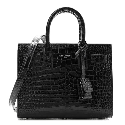 Saint Laurent Calfskin Crocodile Embossed Nano Sac De Jour Black 1 of 9