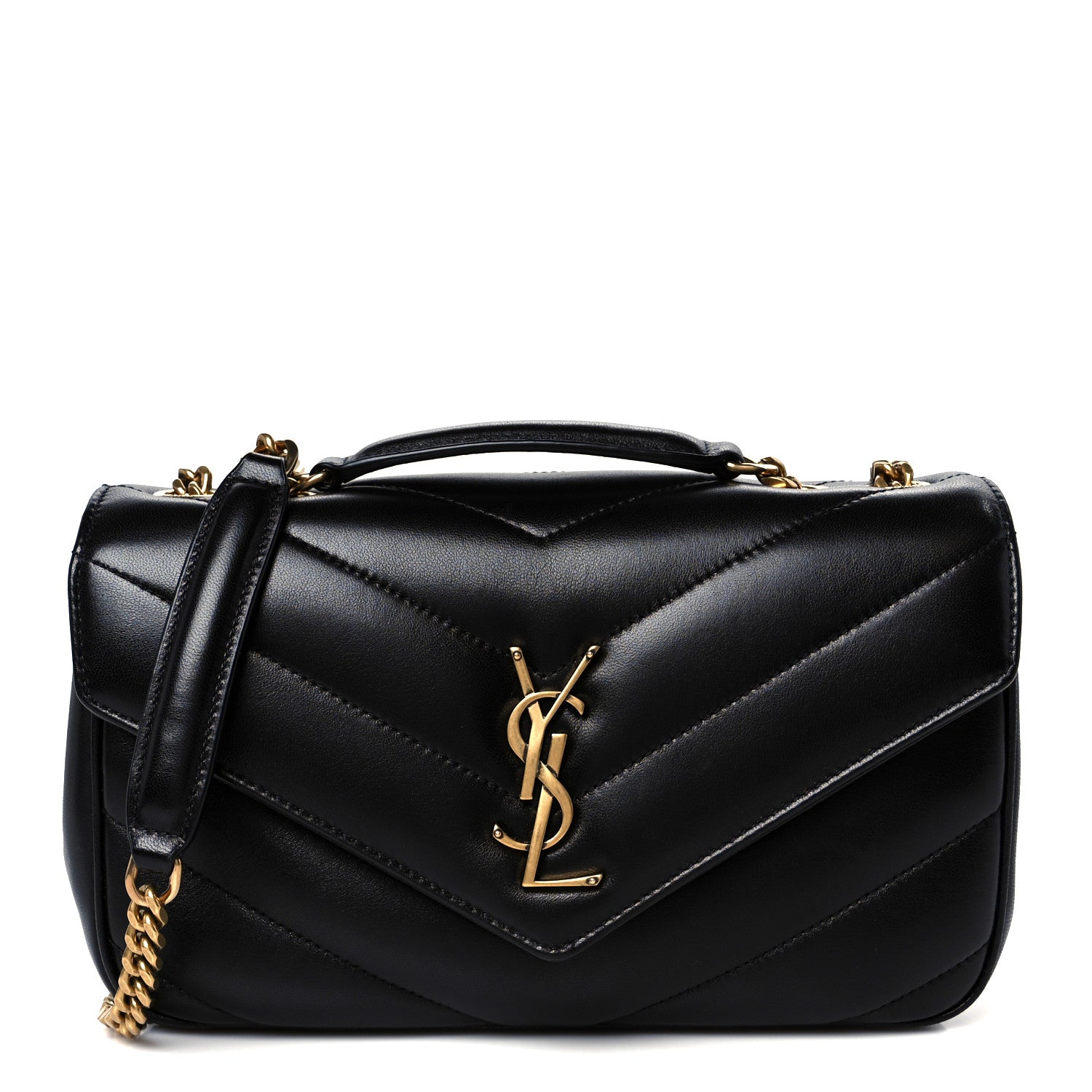 Saint Laurent Lambskin Chevron Quilted Small Loulou Black 1 of 13