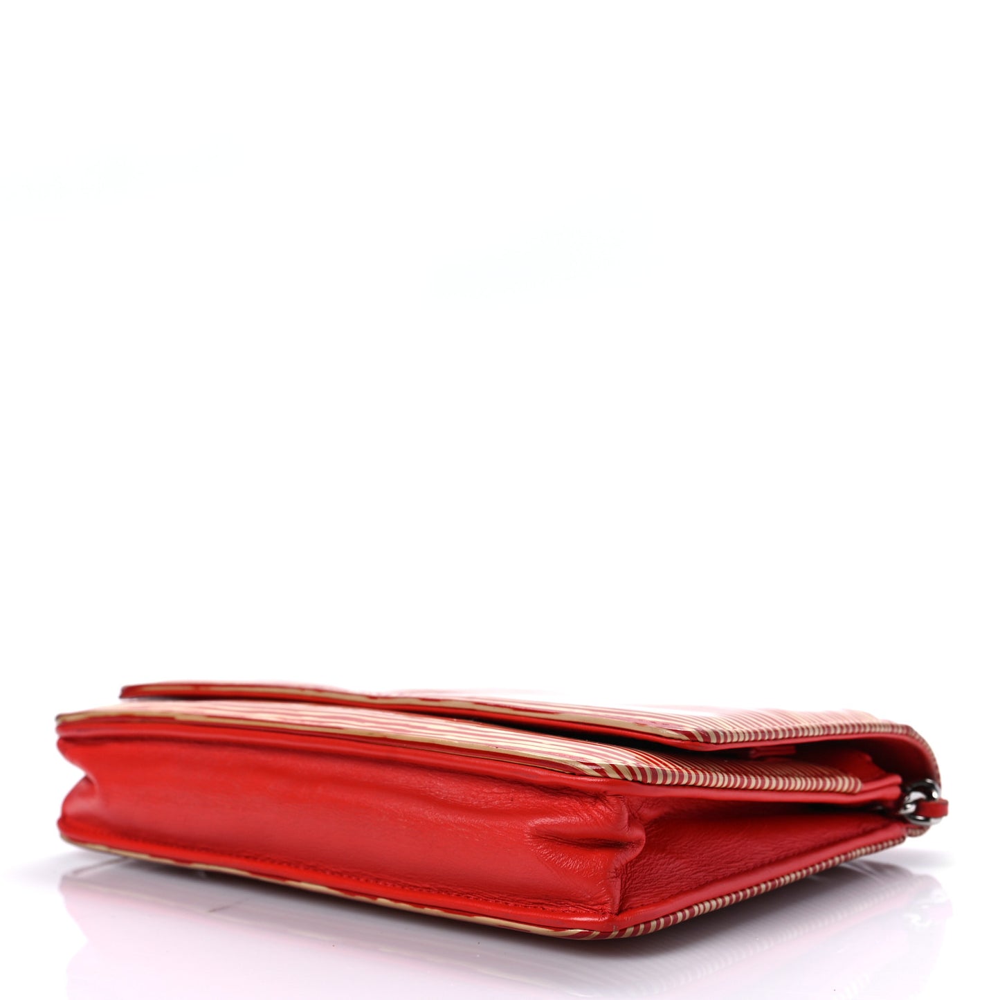 Patent Striped Wallet On Chain WOC Red
