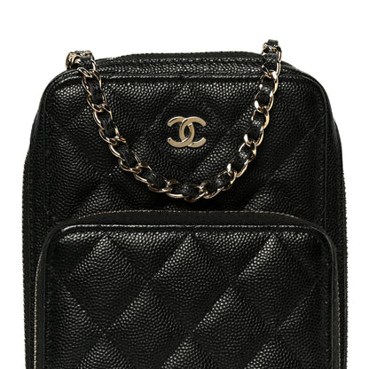 Chanel Caviar Quilted Phone Holder With Chain Black 10 of 12