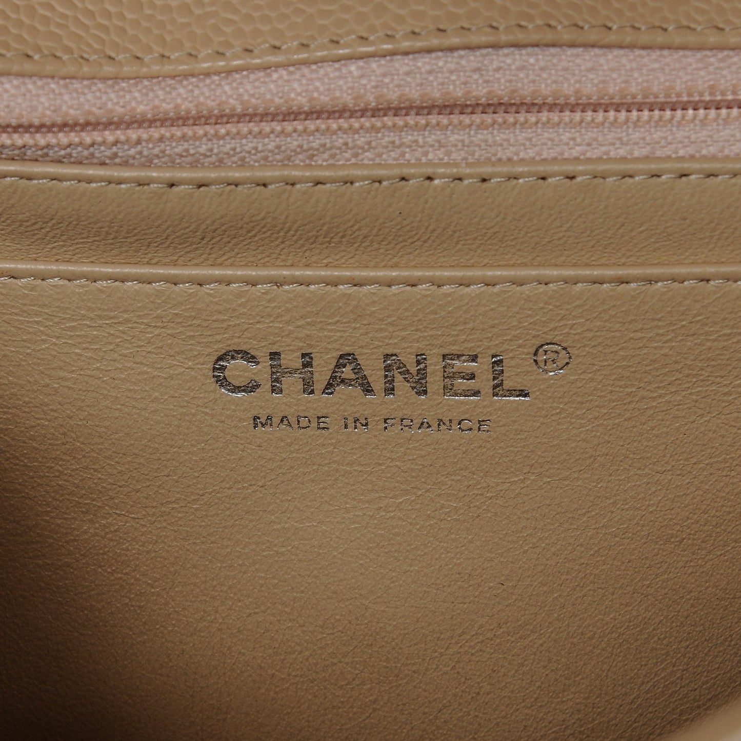Caviar Quilted Jumbo Single Flap Beige Clair