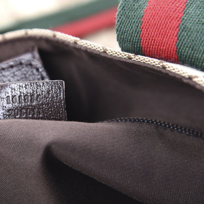 Gucci GG Monogram Medium Web Handle Double Pocket Tote Brown 9 of 10