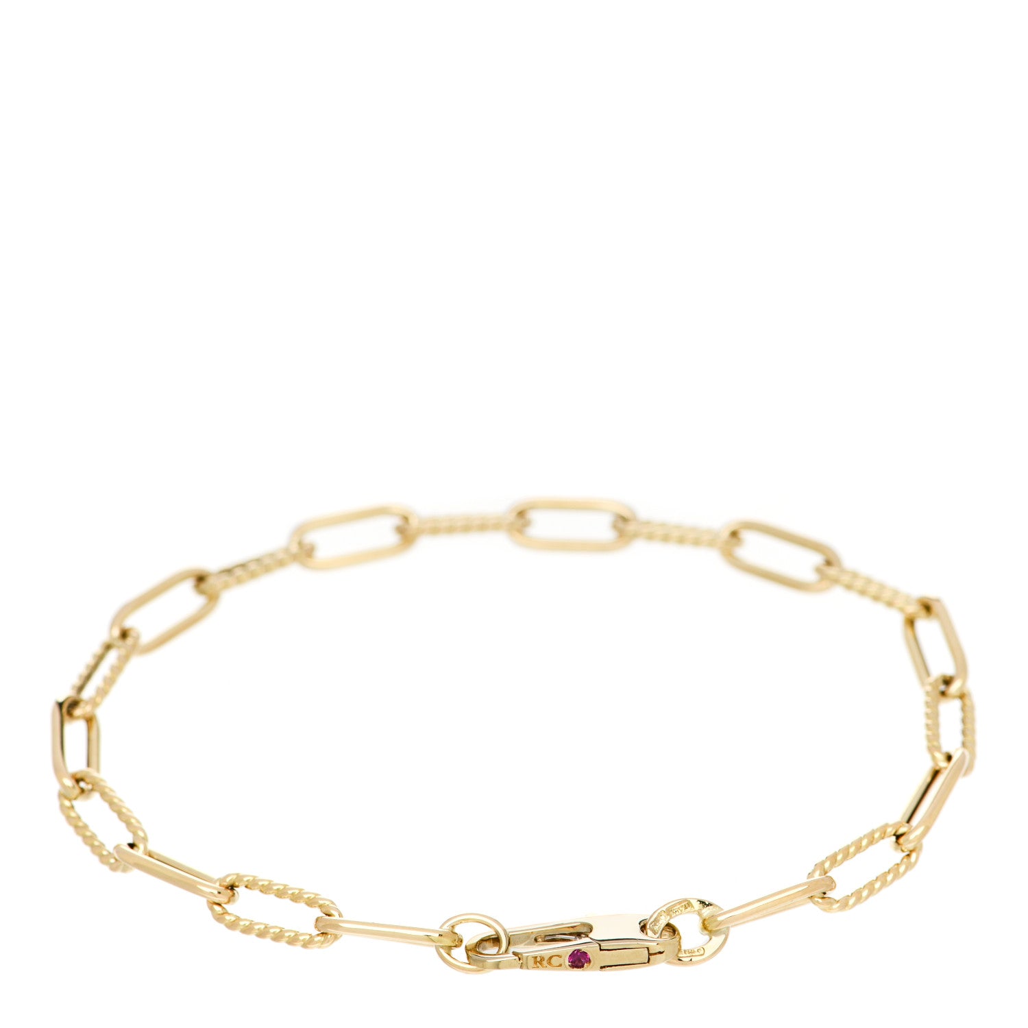 Roberto Coin 18K Yellow Gold Fluted Paper Clip Link Bracelet 2 of 3