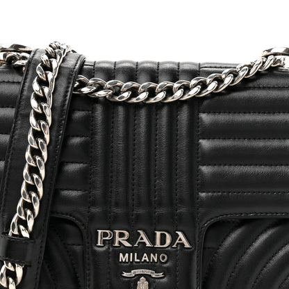 Prada Soft Calfskin Impunture Diagramme Medium Chain Flap Shoulder Bag Black 13 of 25
