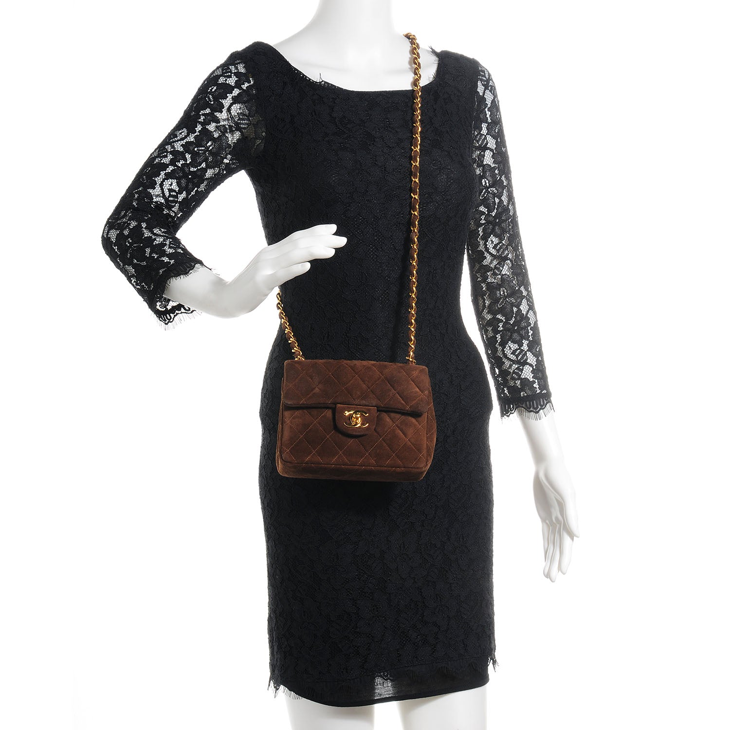 Chanel Suede Quilted Mini Square Flap Brown 2 of 8
