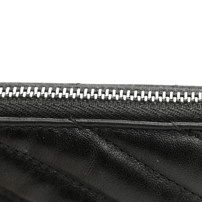 Saint Laurent Calfskin Matelasse Chevron Monogram Pouch Black 11 of 11