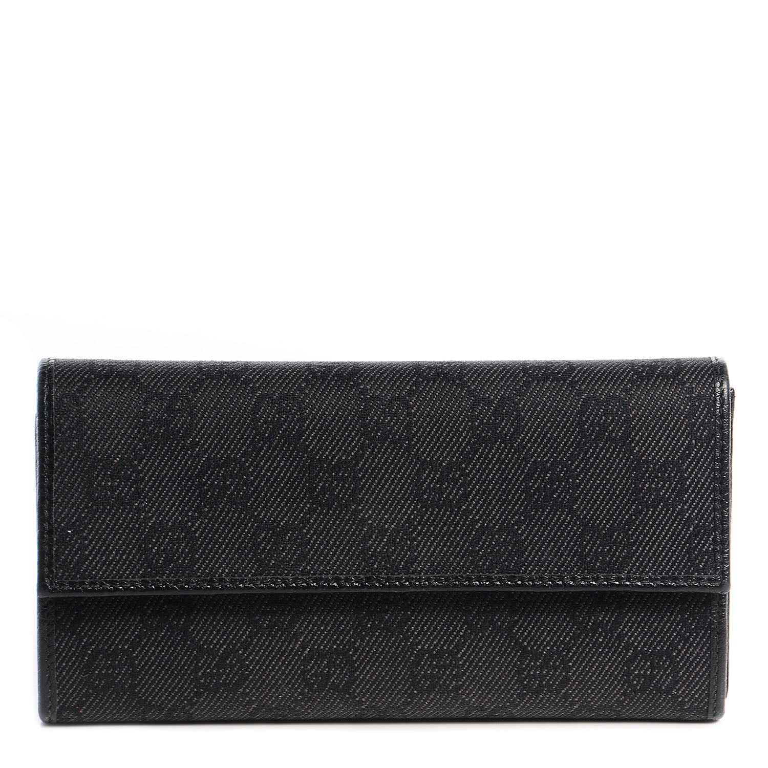 Gucci Denim Monogram Continental Wallet Black 1 of 7