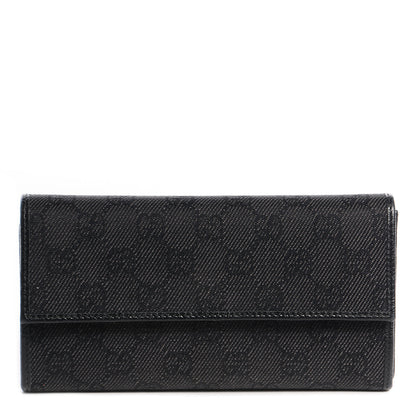Gucci Denim Monogram Continental Wallet Black 1 of 7