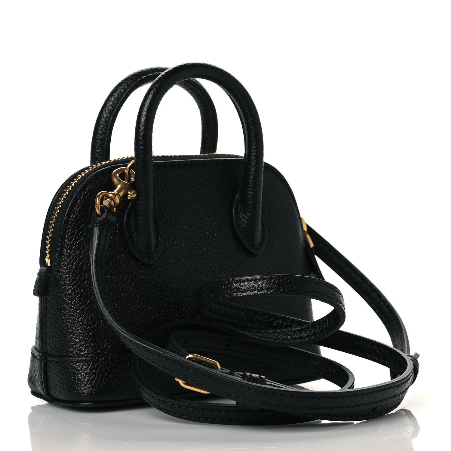 Balenciaga Grained Calfskin Logo Mini Ville Top Handle Bag Black White 3 of 10