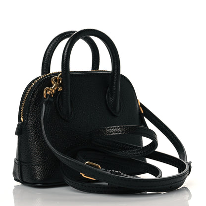 Balenciaga Grained Calfskin Logo Mini Ville Top Handle Bag Black White 3 of 10