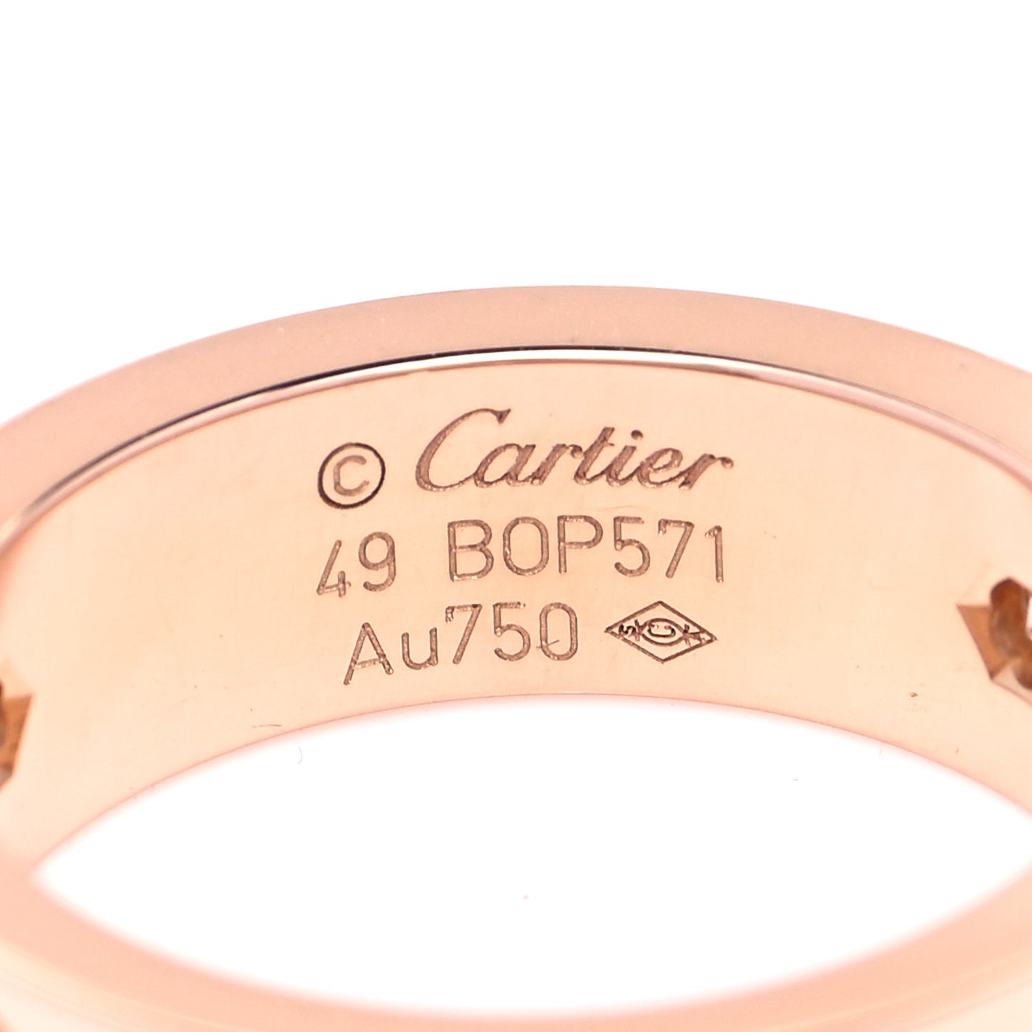 18K Pink Gold 3 Diamond 5.5mm LOVE Ring 49 4.75