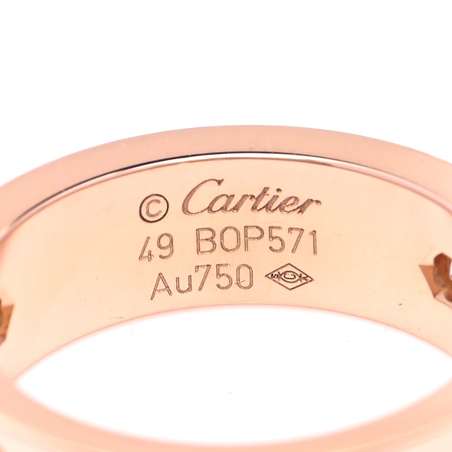 Cartier 18K Pink Gold 3 Diamond 5.5mm LOVE Ring 49 4.75 4 of 5